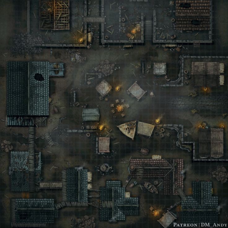 abandoned city map, carte de JDR post-apocalyptique (736×736 pixels) — battlemap pour Roll20 et Foundry VTT.