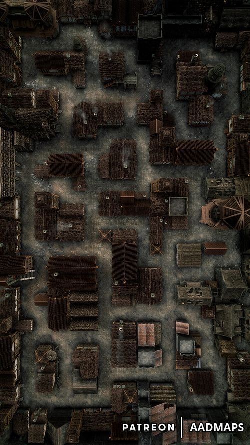 abandoned city map, carte de JDR post-apocalyptique (500×889 pixels) — battlemap pour Roll20 et Foundry VTT.