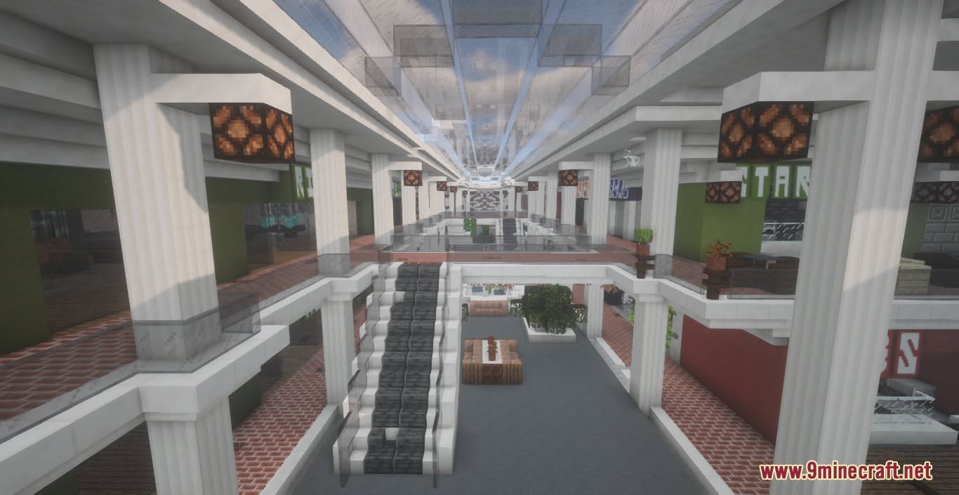abandoned mall map, carte de JDR post-apocalyptique (1366×705 pixels) — battlemap pour Roll20 et Foundry VTT.