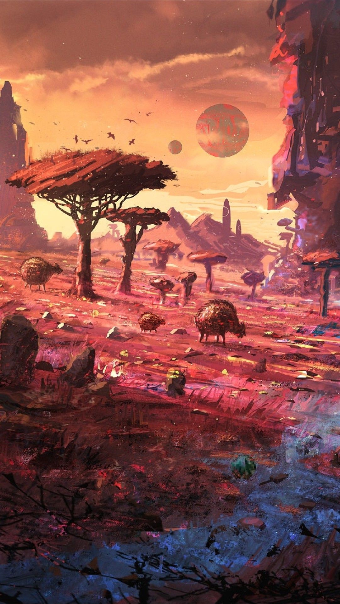 alien planet map, carte de JDR science-fiction (1081×1920 pixels) — battlemap pour Roll20 et Foundry VTT.
