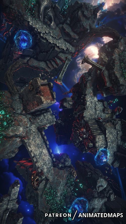 alien ruins map, carte de JDR science-fiction (500×889 pixels) — battlemap pour Roll20 et Foundry VTT.