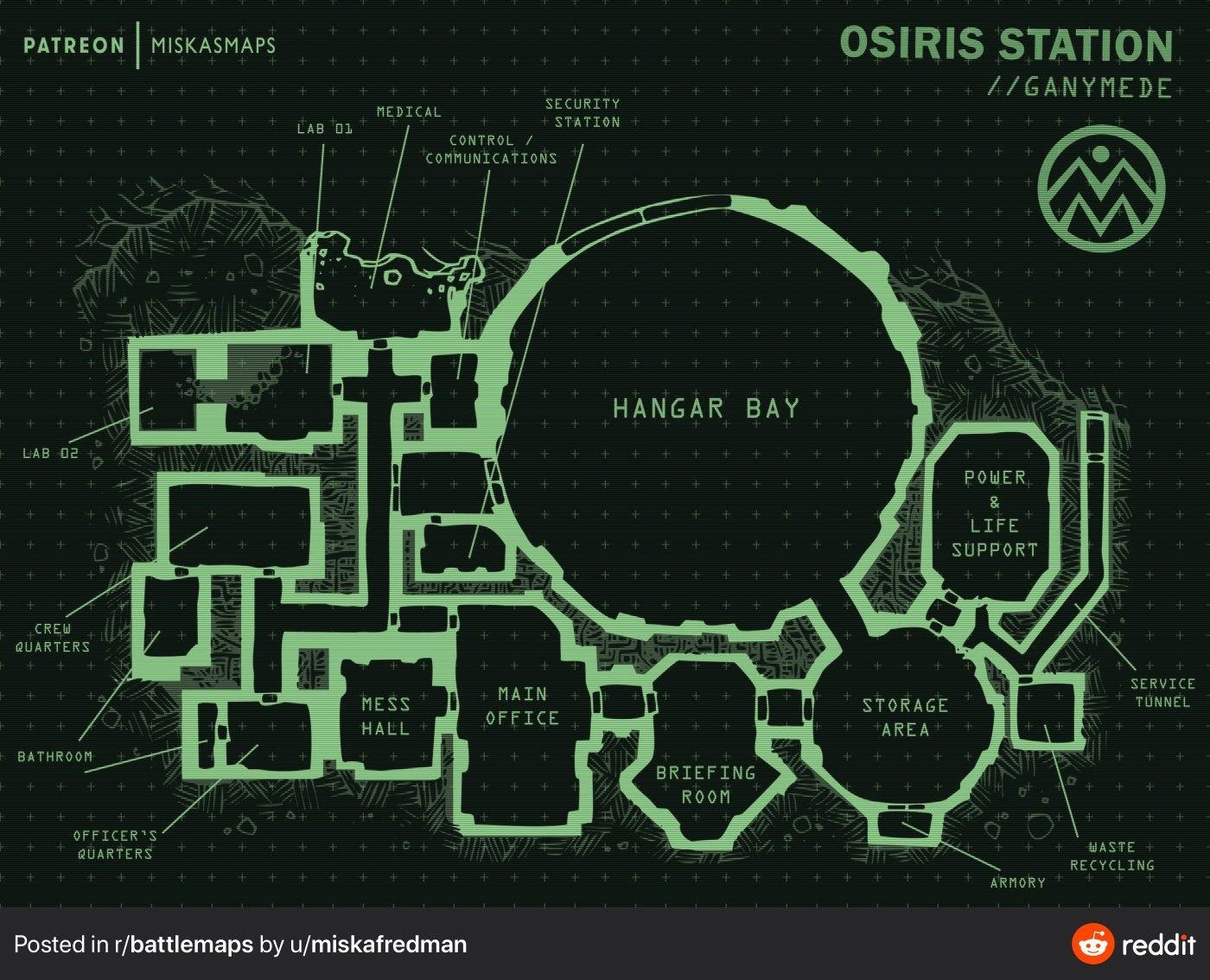 alien ruins map, carte de JDR science-fiction (1400×1134 pixels) — battlemap pour Roll20 et Foundry VTT.