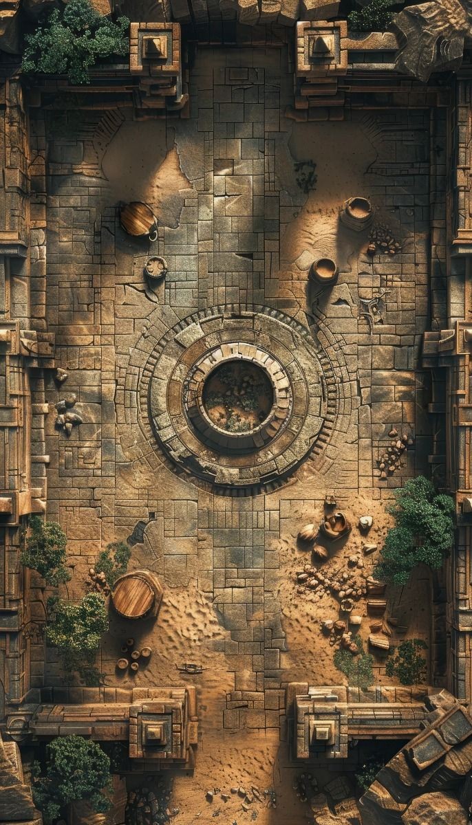 alien ruins map, carte de JDR science-fiction (686×1200 pixels) — battlemap pour Roll20 et Foundry VTT.
