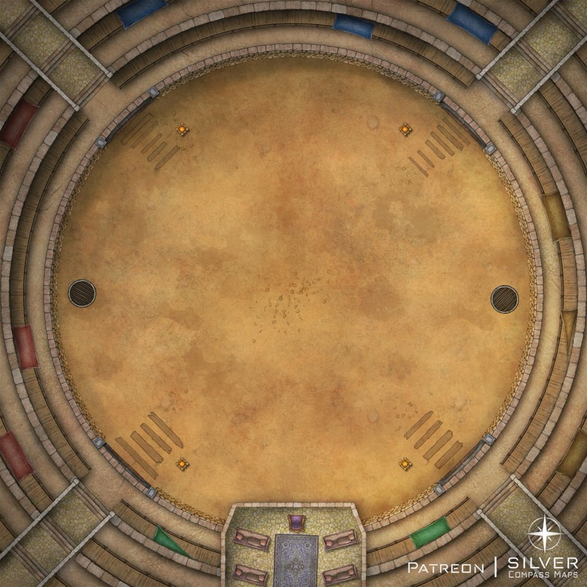 arena map dnd, carte de JDR fantasy (1200×1200 pixels) — battlemap pour Roll20 et Foundry VTT.