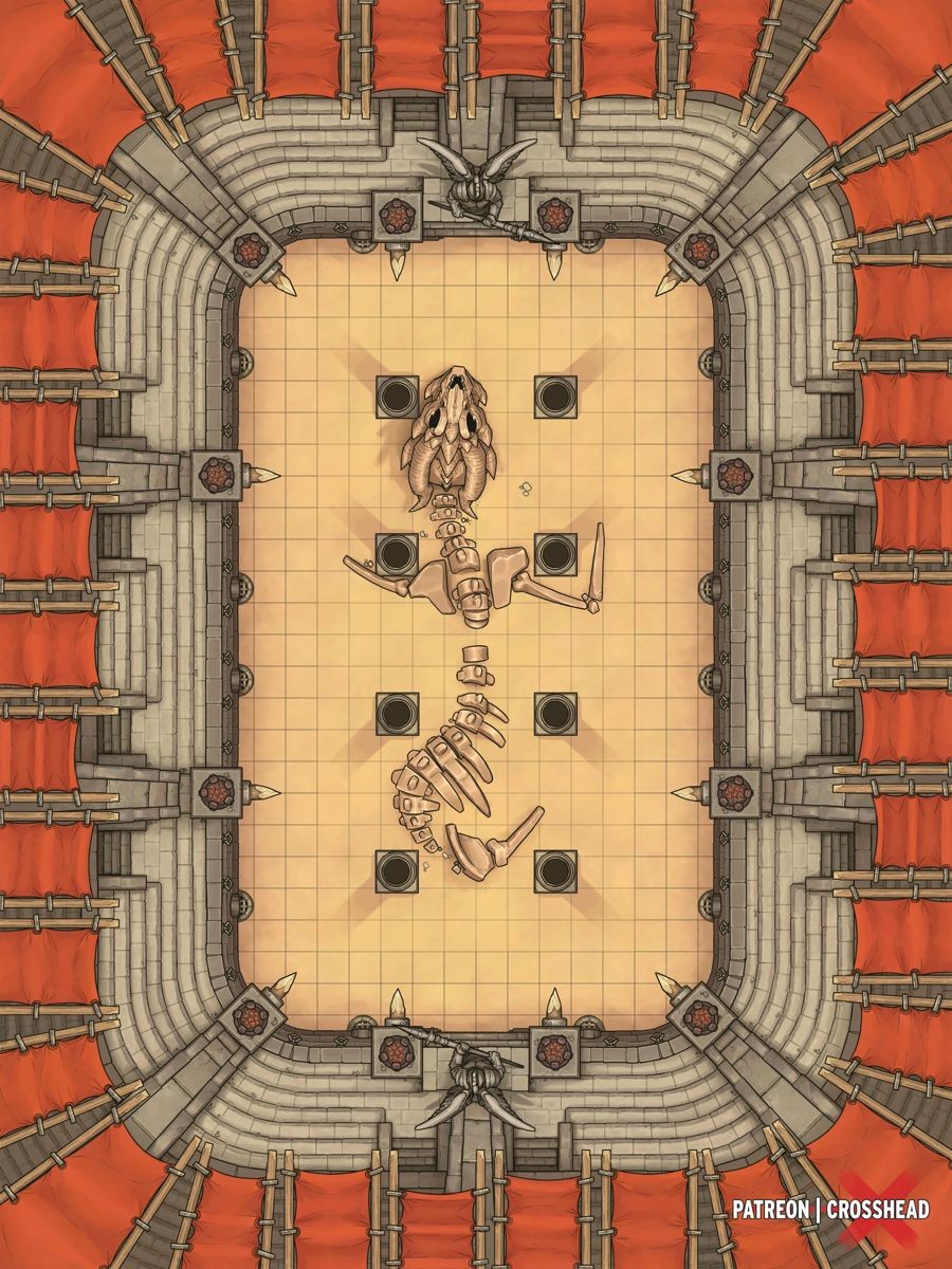 arena map dnd, carte de JDR fantasy (900×1200 pixels) — battlemap pour Roll20 et Foundry VTT.