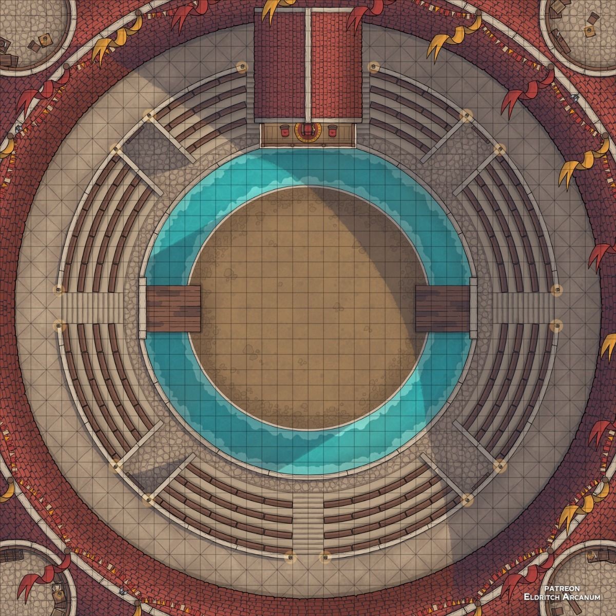 arena map dnd, carte de JDR fantasy (1200×1200 pixels) — battlemap pour Roll20 et Foundry VTT.