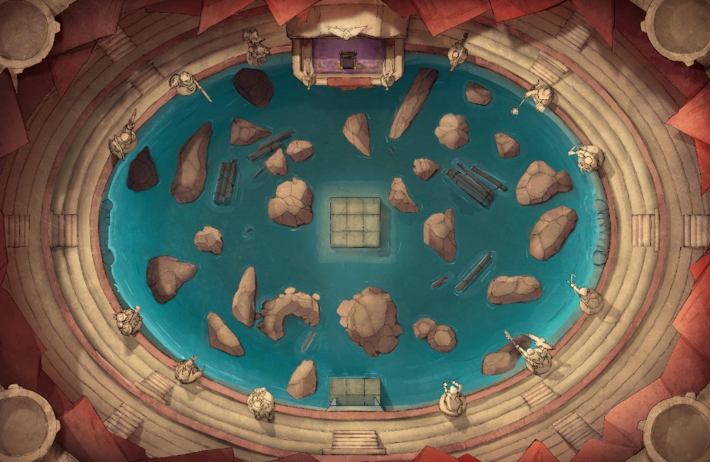 arena map dnd, carte de JDR fantasy (1000×651 pixels) — battlemap pour Roll20 et Foundry VTT.