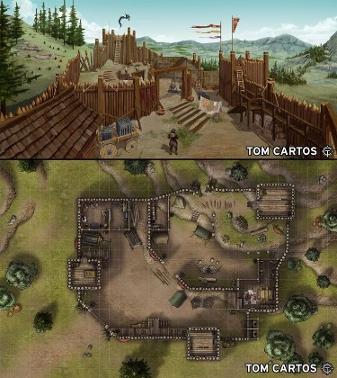 bandit camp map dnd, carte de JDR fantasy (375×420 pixels) — battlemap pour Roll20 et Foundry VTT.