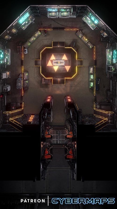 bridge spaceship map, carte de JDR science-fiction (500×889 pixels) — battlemap pour Roll20 et Foundry VTT.