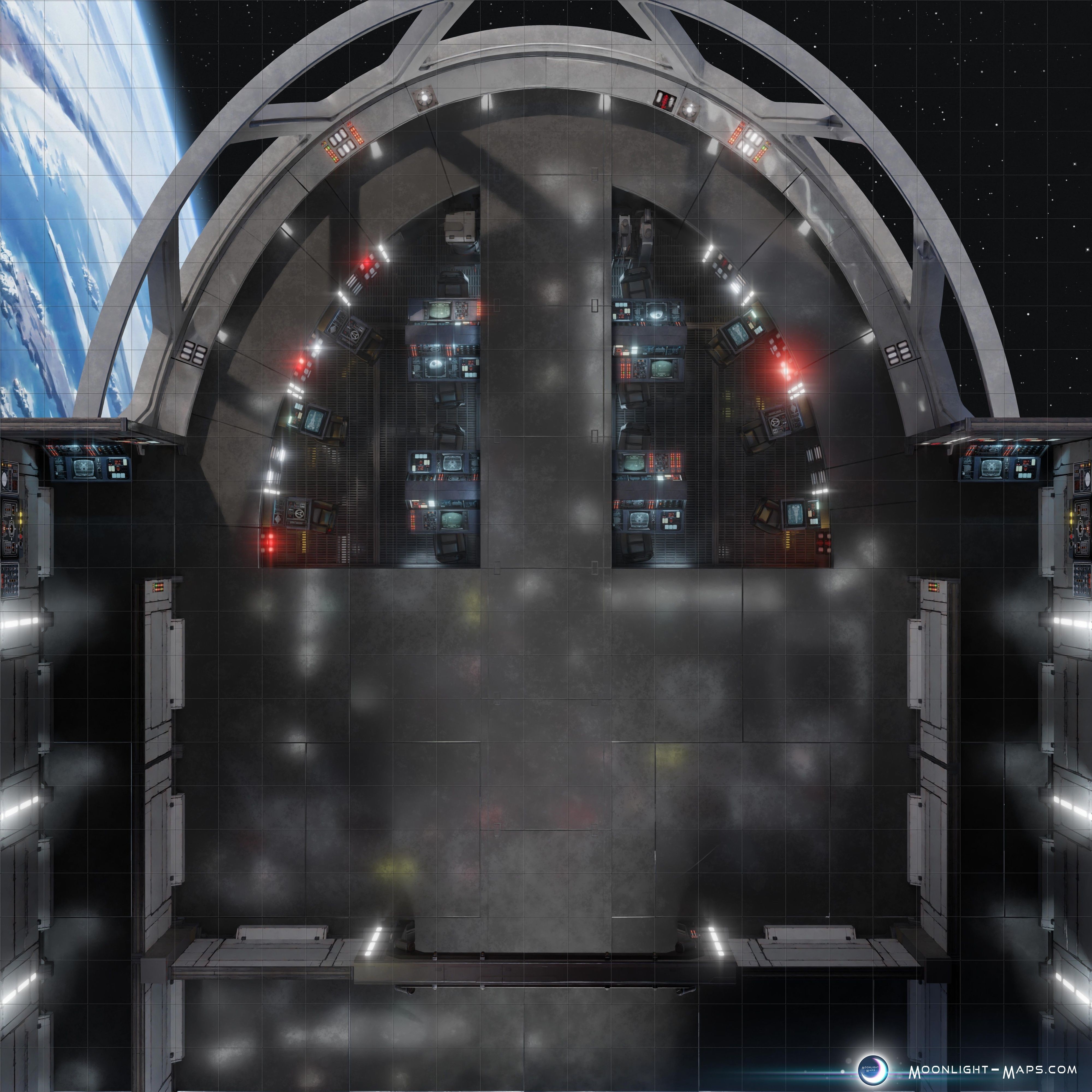 bridge spaceship map, carte de JDR science-fiction (4000×4000 pixels) — battlemap pour Roll20 et Foundry VTT.