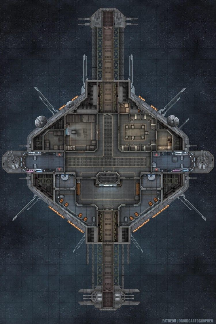 bridge spaceship map, carte de JDR science-fiction (750×1125 pixels) — battlemap pour Roll20 et Foundry VTT.