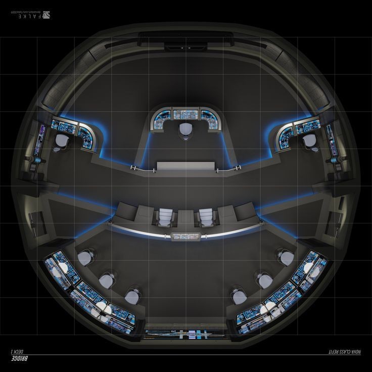 bridge spaceship map, carte de JDR science-fiction (736×736 pixels) — battlemap pour Roll20 et Foundry VTT.
