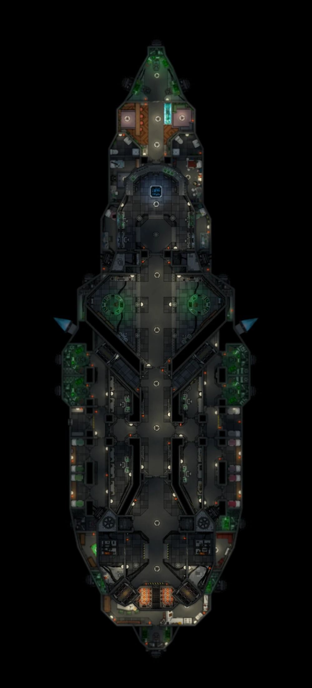 bridge spaceship map, carte de JDR science-fiction (1000×2200 pixels) — battlemap pour Roll20 et Foundry VTT.