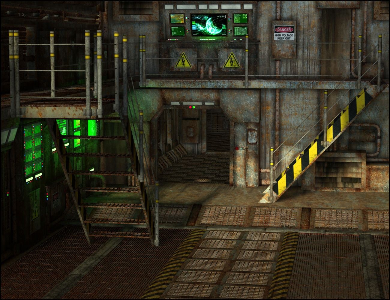 cargo bay map, carte de JDR science-fiction (1300×1000 pixels) — battlemap pour Roll20 et Foundry VTT.