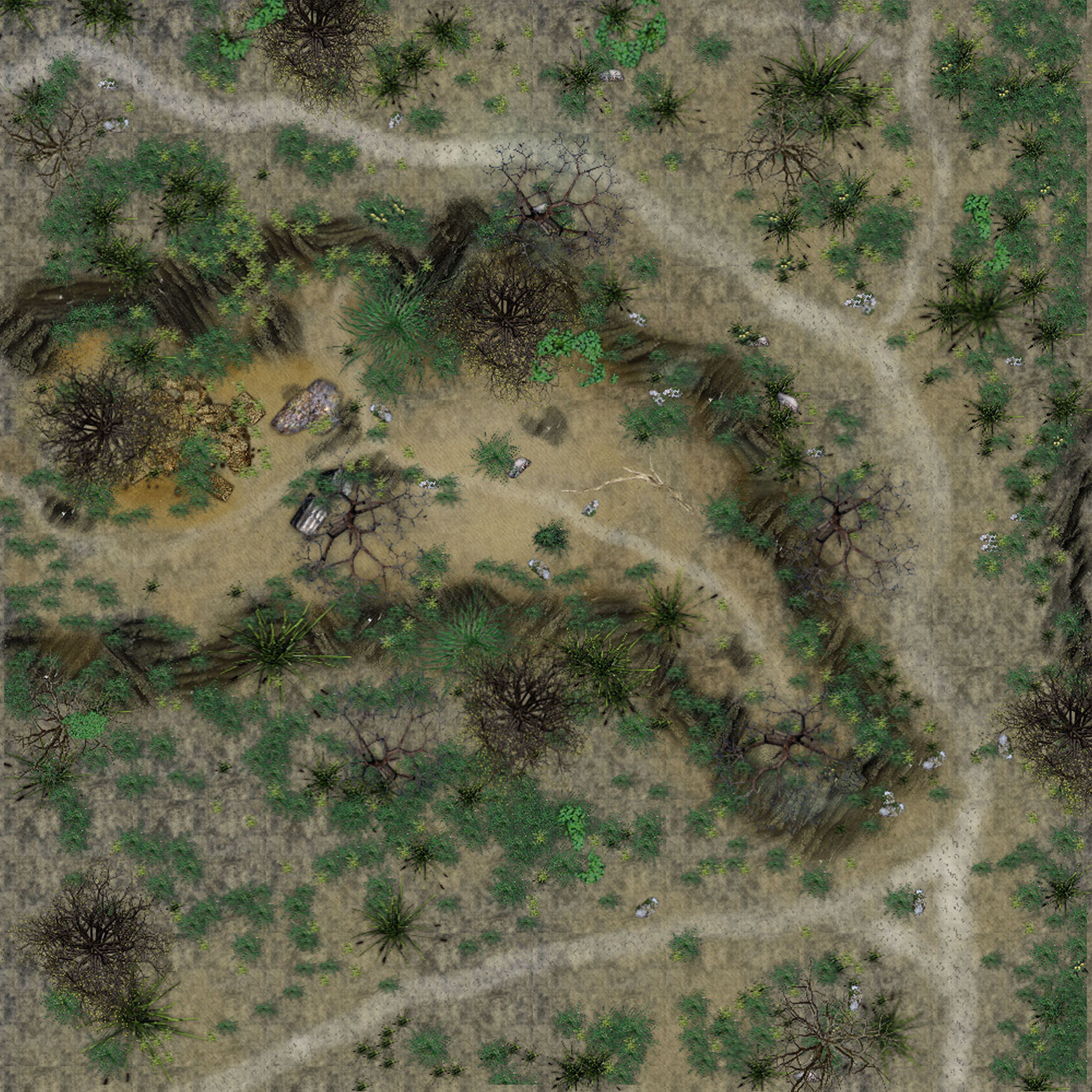 Carte 96, carte de JDR fantasy — battlemap pour Roll20 et Foundry VTT.