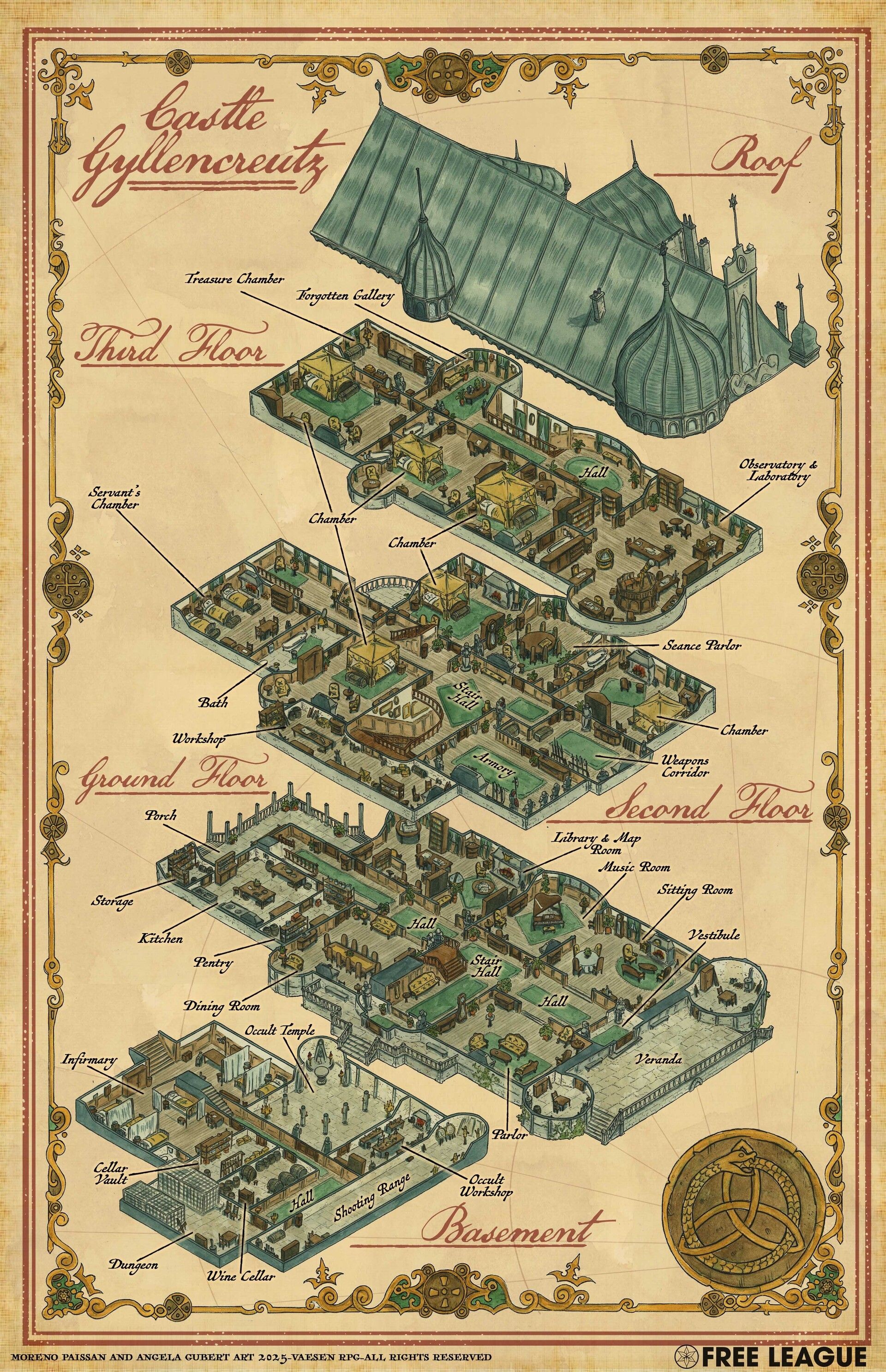 castle map dnd, carte de JDR fantasy (1920×2973 pixels) — battlemap pour Roll20 et Foundry VTT.
