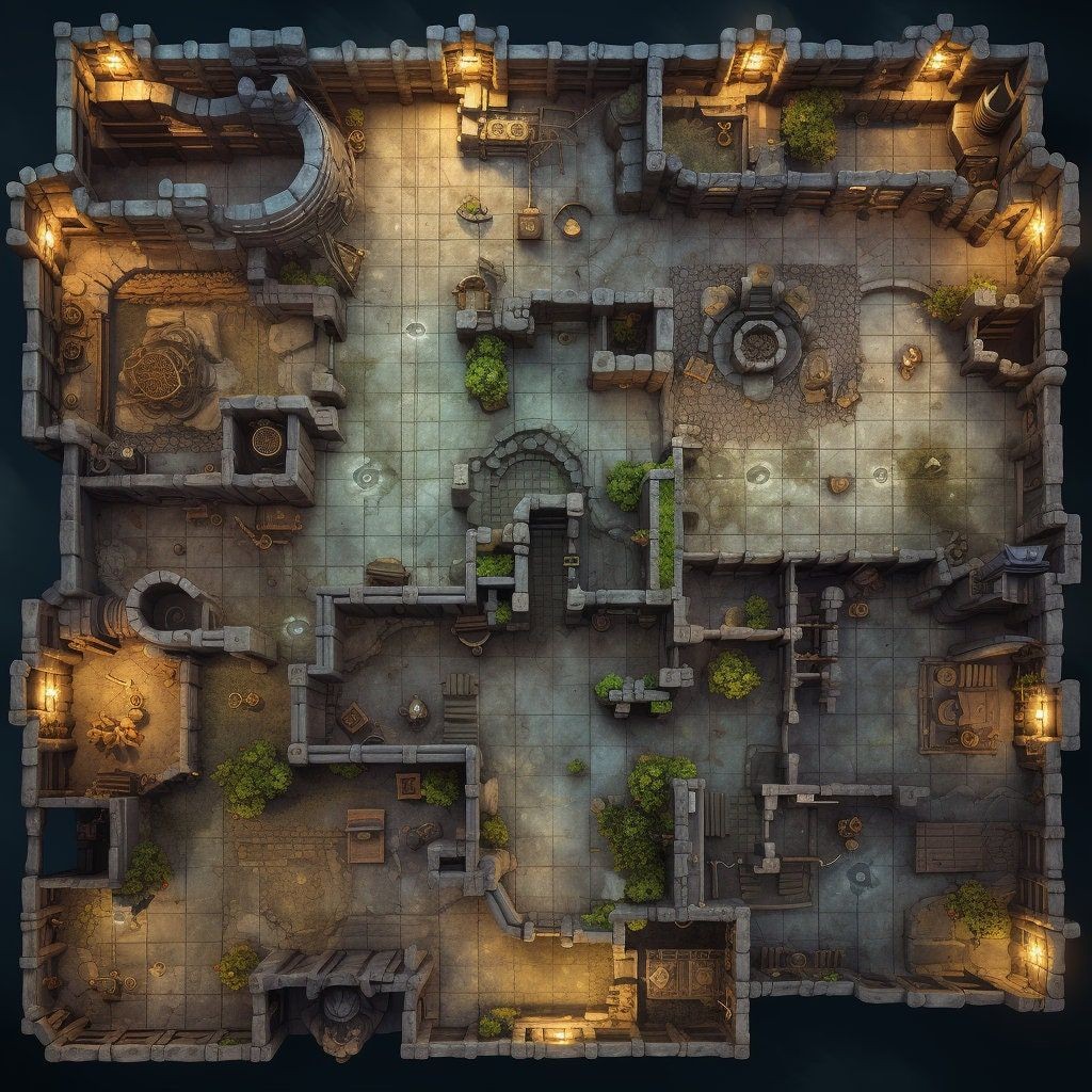 castle map dnd, carte de JDR fantasy (1024×1024 pixels) — battlemap pour Roll20 et Foundry VTT.