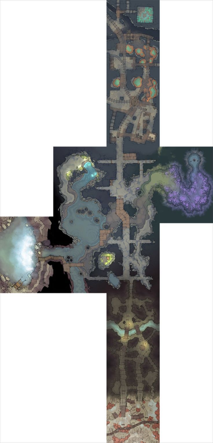 cave dungeon map, carte de JDR fantasy (736×1528 pixels) — battlemap pour Roll20 et Foundry VTT.