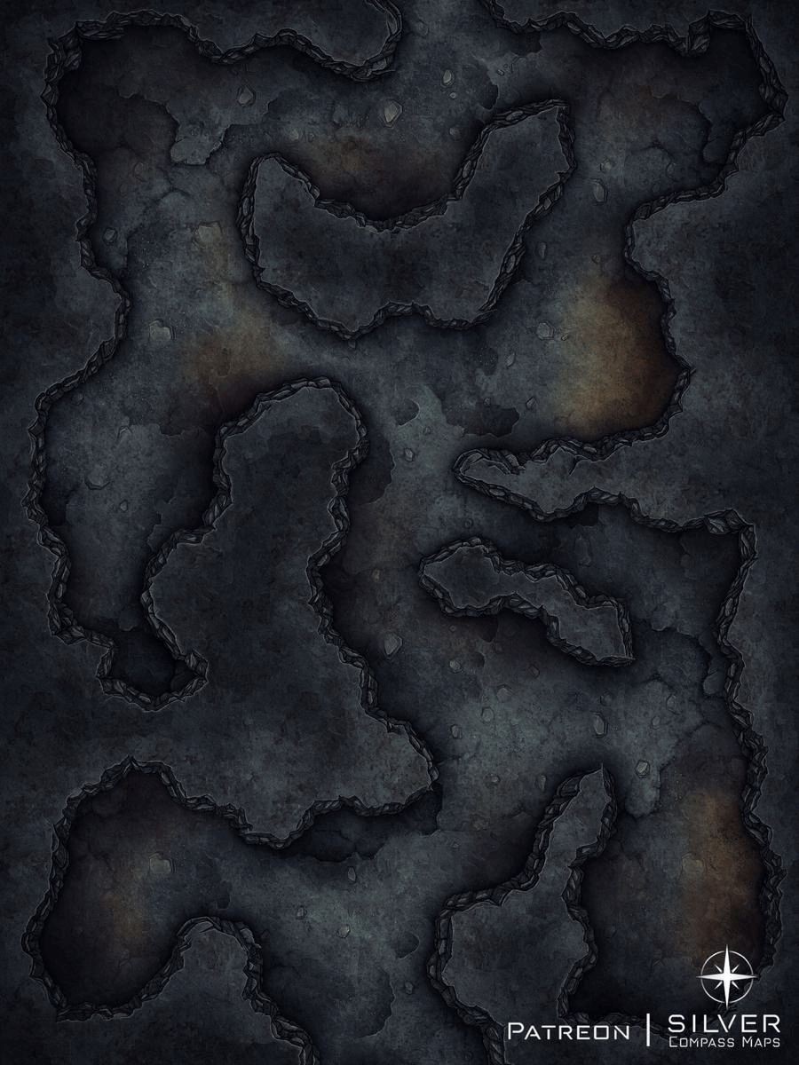 cave dungeon map, carte de JDR fantasy (900×1200 pixels) — battlemap pour Roll20 et Foundry VTT.