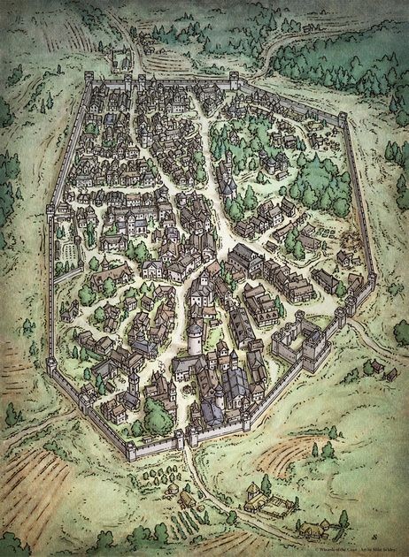 city map fantasy, carte de JDR fantasy (462×630 pixels) — battlemap pour Roll20 et Foundry VTT.