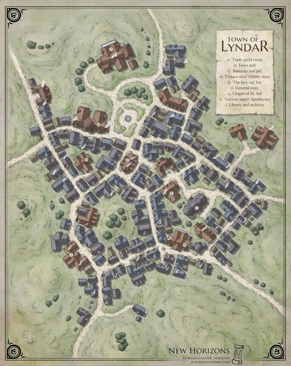 city map fantasy, carte de JDR fantasy (1000×1254 pixels) — battlemap pour Roll20 et Foundry VTT.