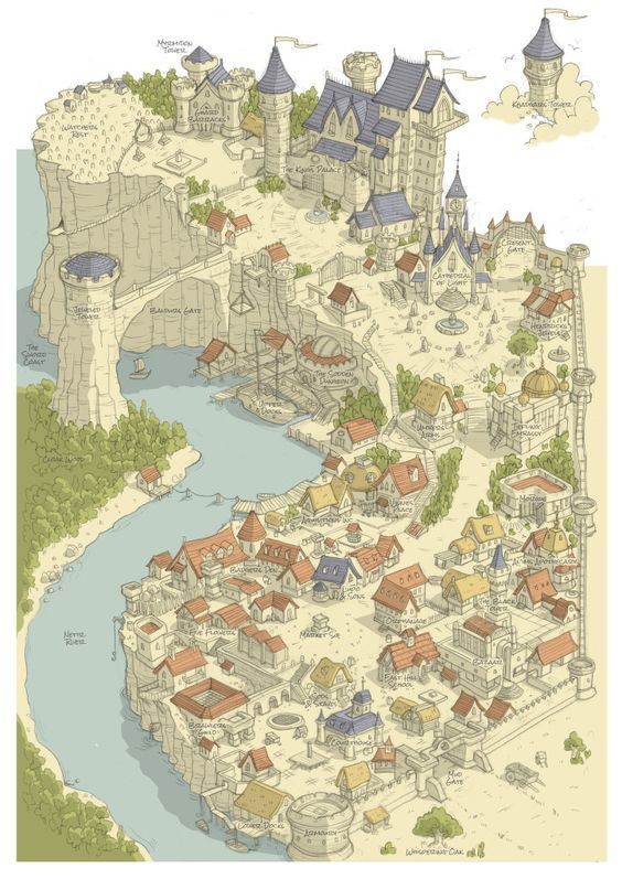 city map fantasy, carte de JDR fantasy (564×797 pixels) — battlemap pour Roll20 et Foundry VTT.