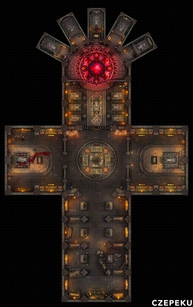 crypt map dnd, carte de JDR fantasy (620×988 pixels) — battlemap pour Roll20 et Foundry VTT.