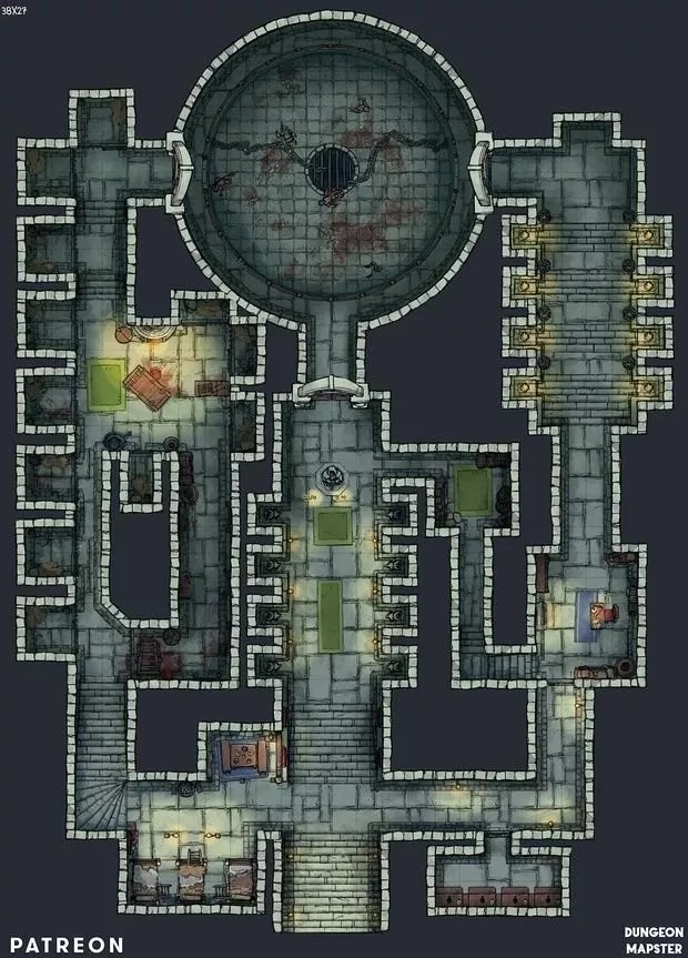 crypt map dnd, carte de JDR fantasy (620×863 pixels) — battlemap pour Roll20 et Foundry VTT.