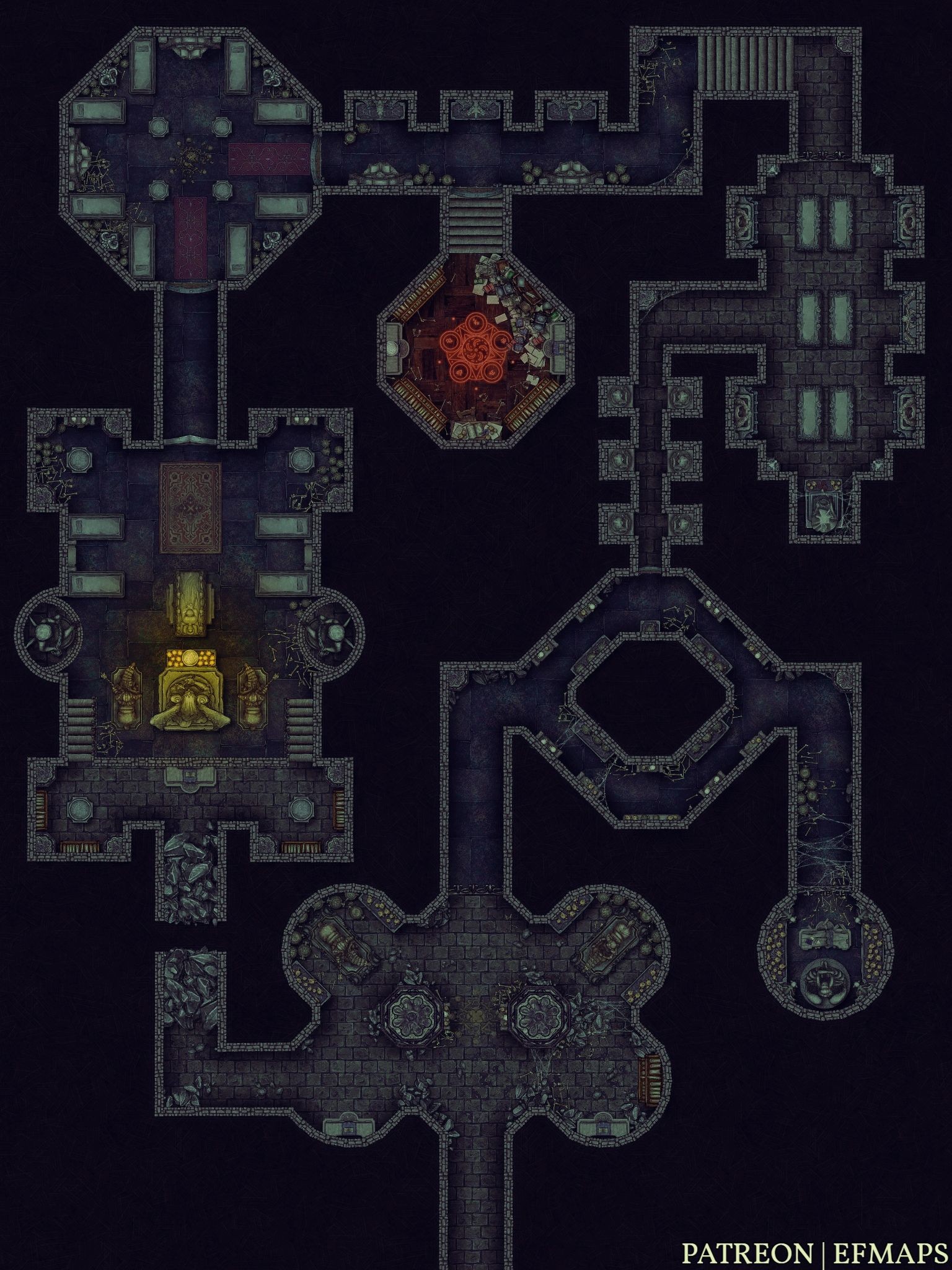 crypt map dnd, carte de JDR fantasy (1536×2048 pixels) — battlemap pour Roll20 et Foundry VTT.