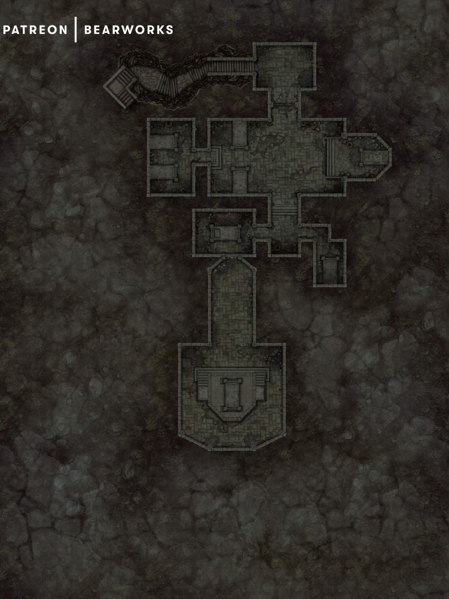 crypt map dnd, carte de JDR fantasy (900×1200 pixels) — battlemap pour Roll20 et Foundry VTT.