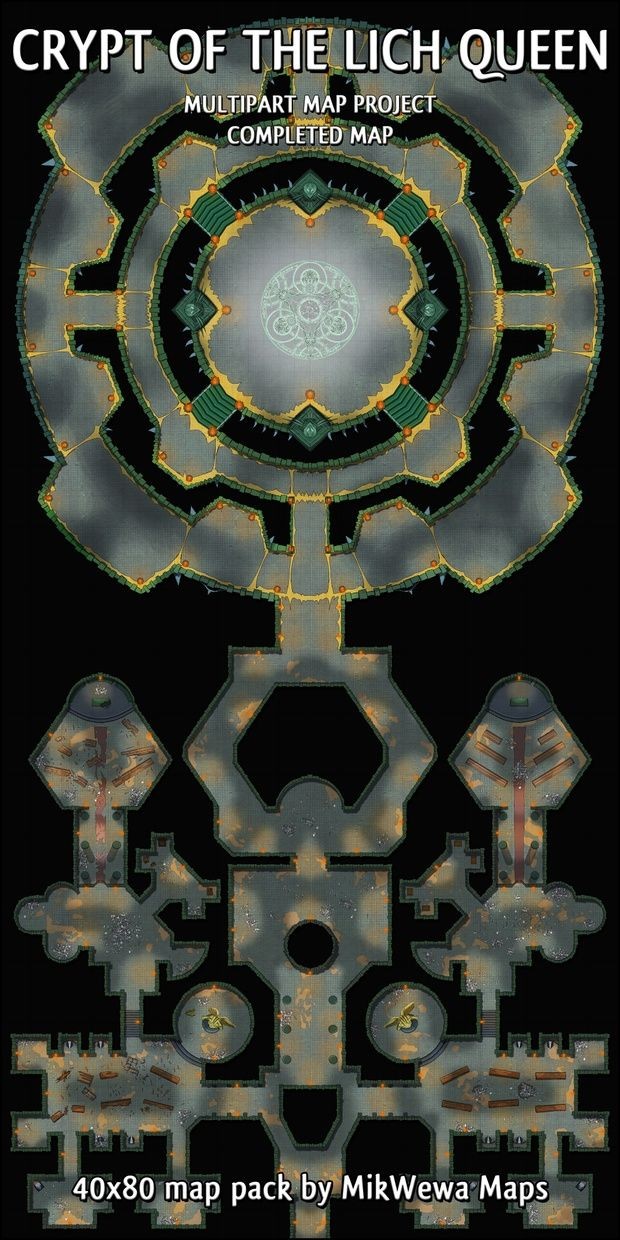 crypt map dnd, carte de JDR fantasy (620×1240 pixels) — battlemap pour Roll20 et Foundry VTT.