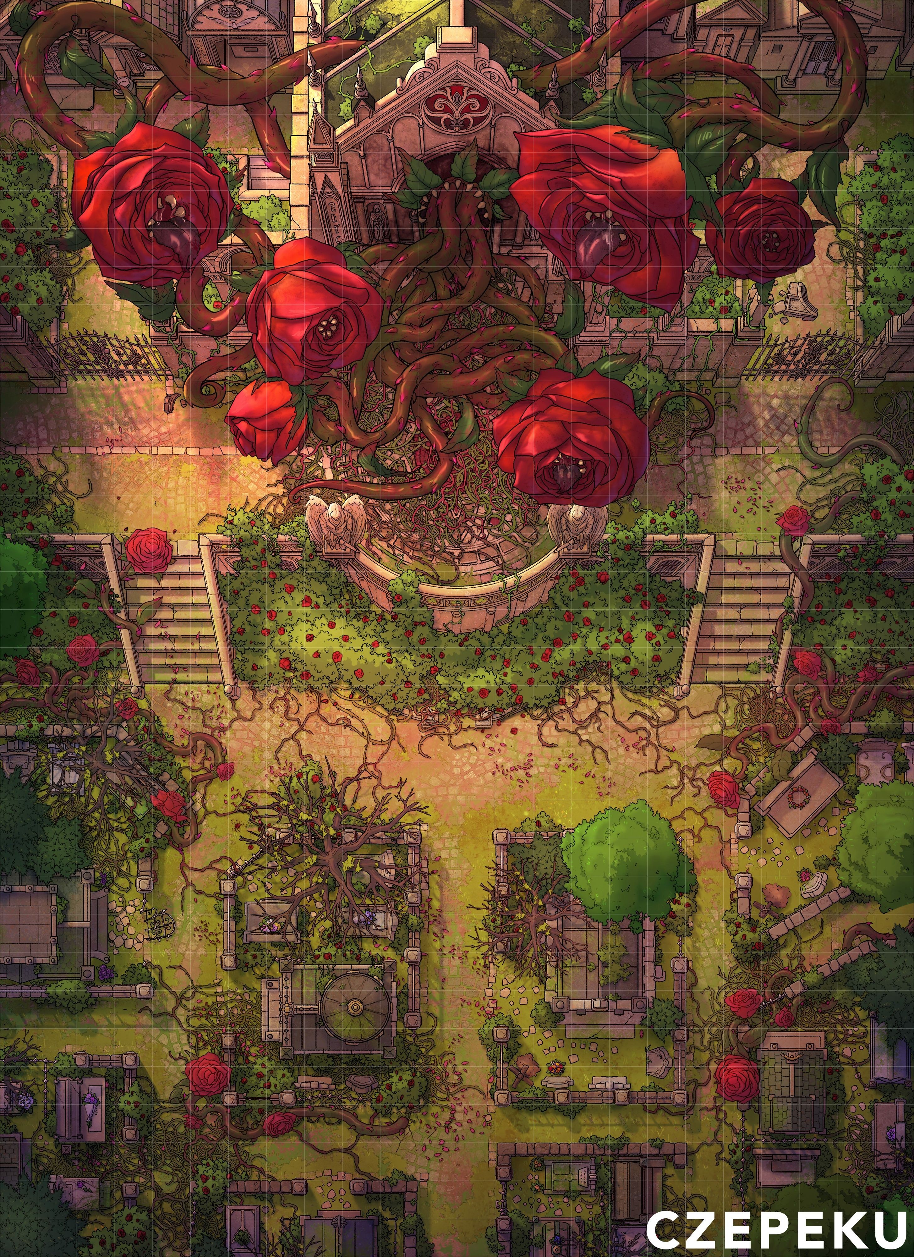 crypt map dnd, carte de JDR fantasy (2909×4000 pixels) — battlemap pour Roll20 et Foundry VTT.
