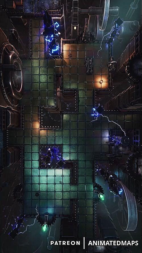 cybernetic lab map, carte de JDR science-fiction (500×888 pixels) — battlemap pour Roll20 et Foundry VTT.