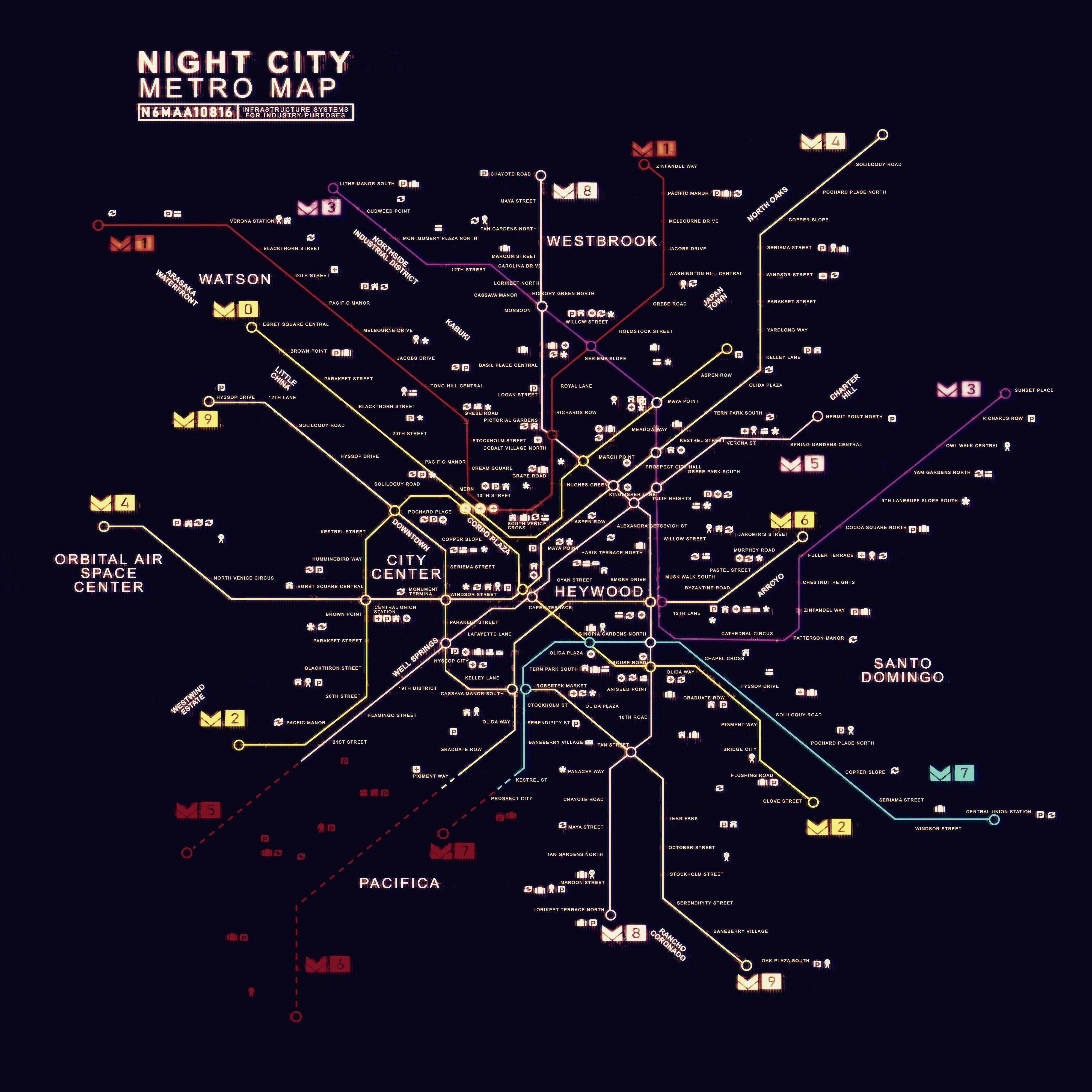 cyberpunk street map, carte de JDR science-fiction (4000×4000 pixels) — battlemap pour Roll20 et Foundry VTT.