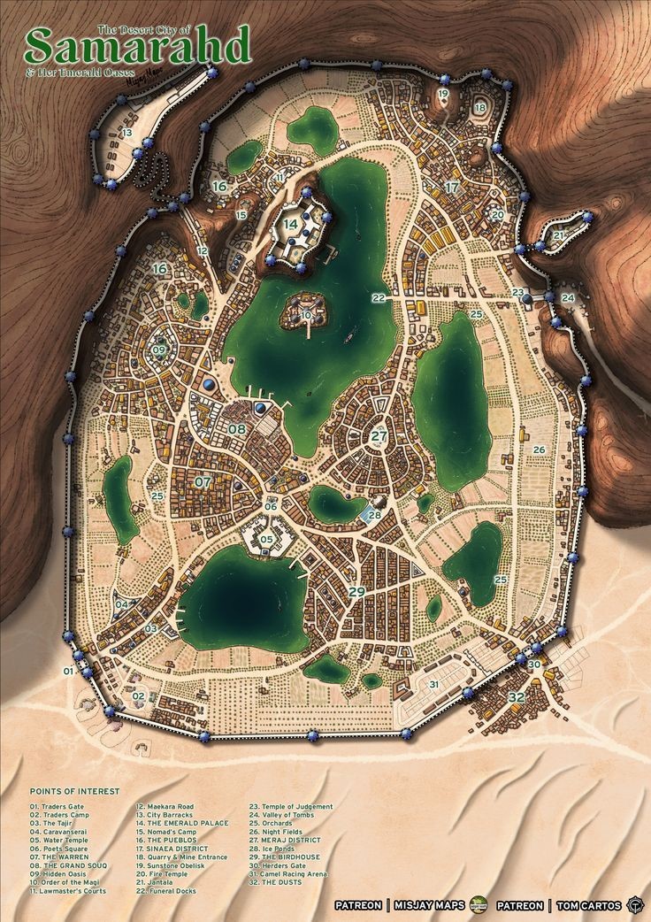 desert oasis map dnd, carte de JDR fantasy (736×1042 pixels) — battlemap pour Roll20 et Foundry VTT.