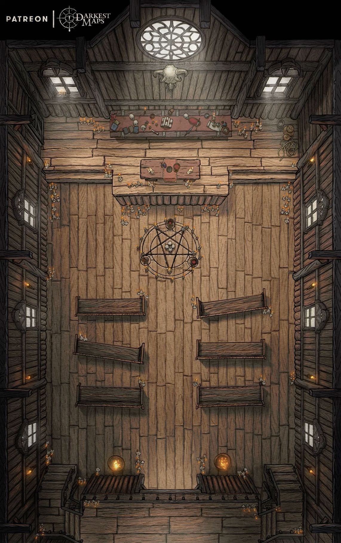 dnd battlemap, carte de JDR fantasy (1142×1815 pixels) — battlemap pour Roll20 et Foundry VTT.