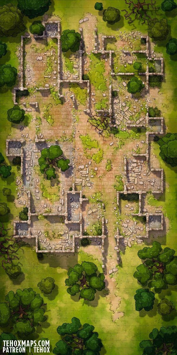 dnd battlemap, carte de JDR fantasy (600×1200 pixels) — battlemap pour Roll20 et Foundry VTT.