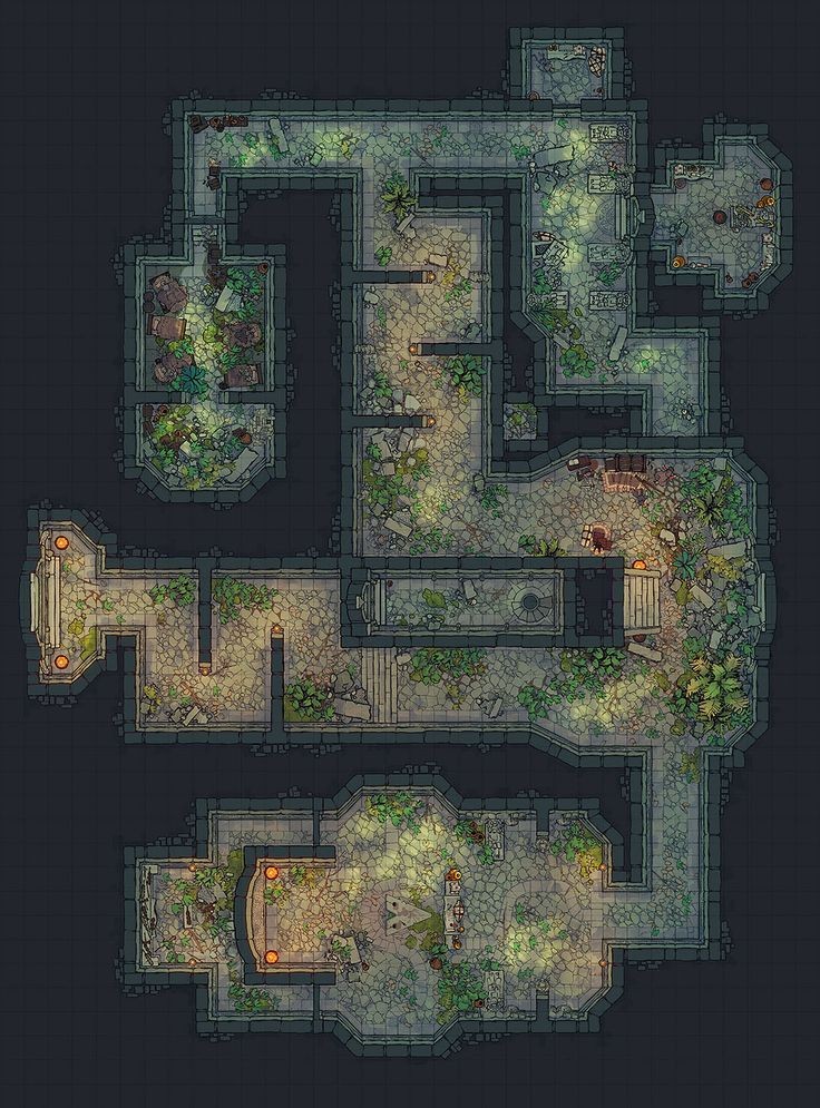 dungeon map, carte de JDR fantasy (736×995 pixels) — battlemap pour Roll20 et Foundry VTT.