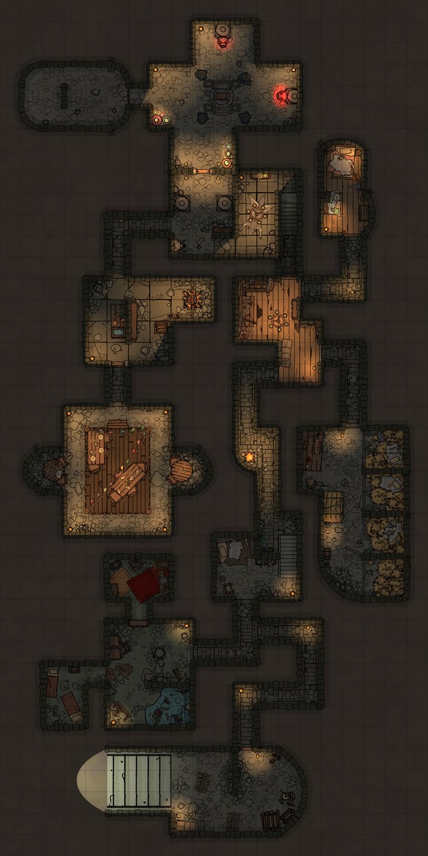 dungeon map dnd, carte de JDR fantasy (620×1240 pixels) — battlemap pour Roll20 et Foundry VTT.