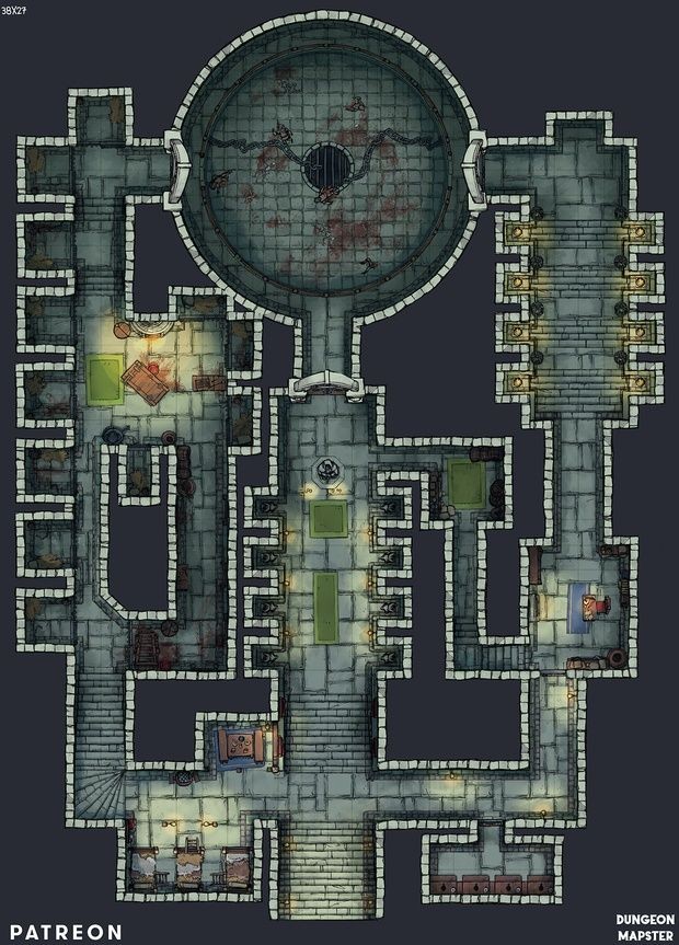 dungeon map dnd, carte de JDR fantasy (620×863 pixels) — battlemap pour Roll20 et Foundry VTT.
