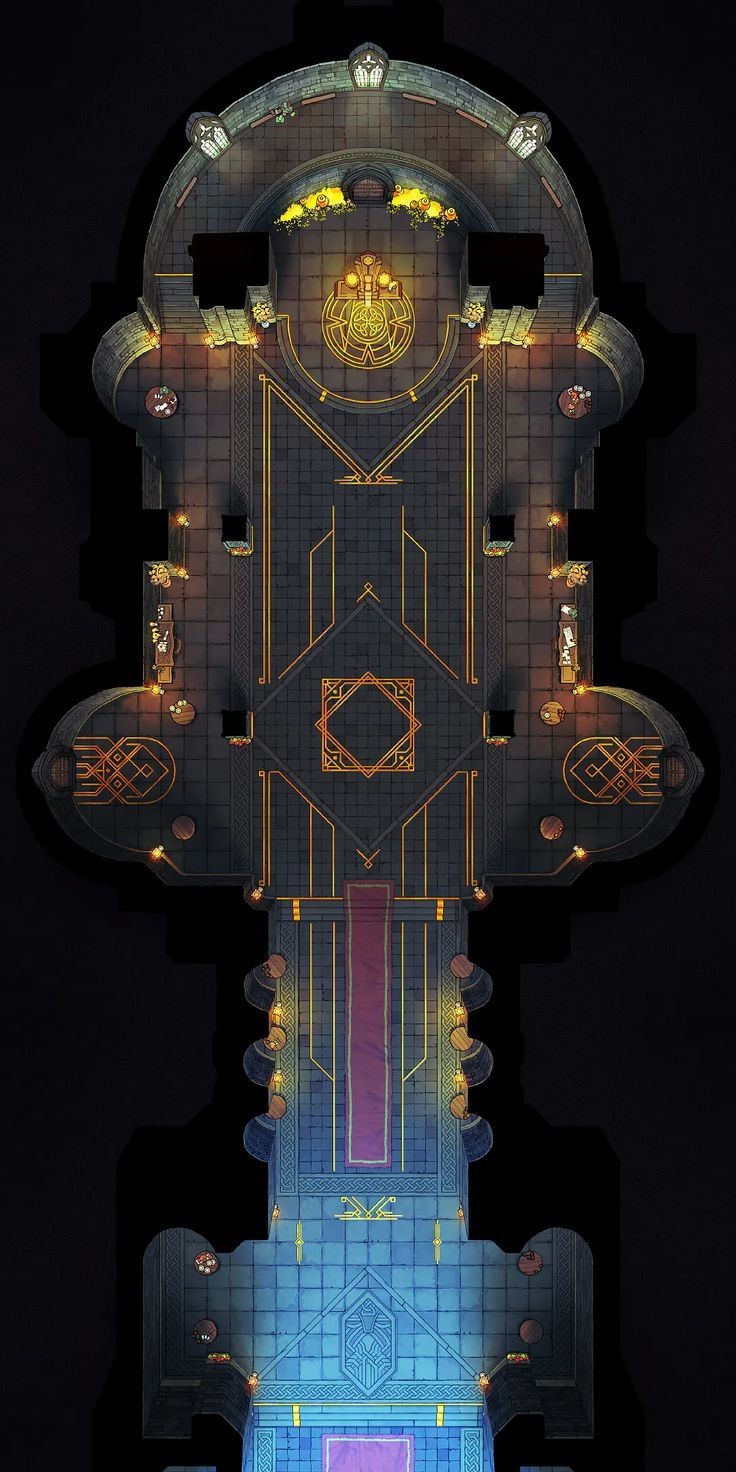 dwarven hall map dnd, carte de JDR fantasy (736×1472 pixels) — battlemap pour Roll20 et Foundry VTT.