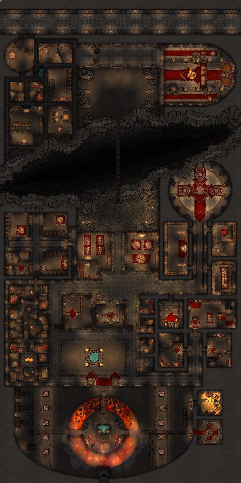 dwarven hall map dnd, carte de JDR fantasy (1000×2000 pixels) — battlemap pour Roll20 et Foundry VTT.