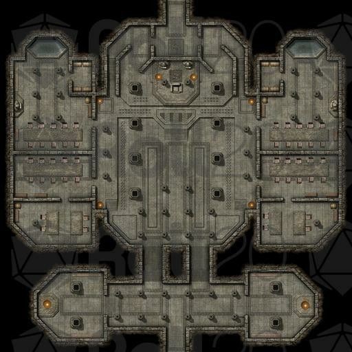 dwarven hall map dnd, carte de JDR fantasy (512×512 pixels) — battlemap pour Roll20 et Foundry VTT.