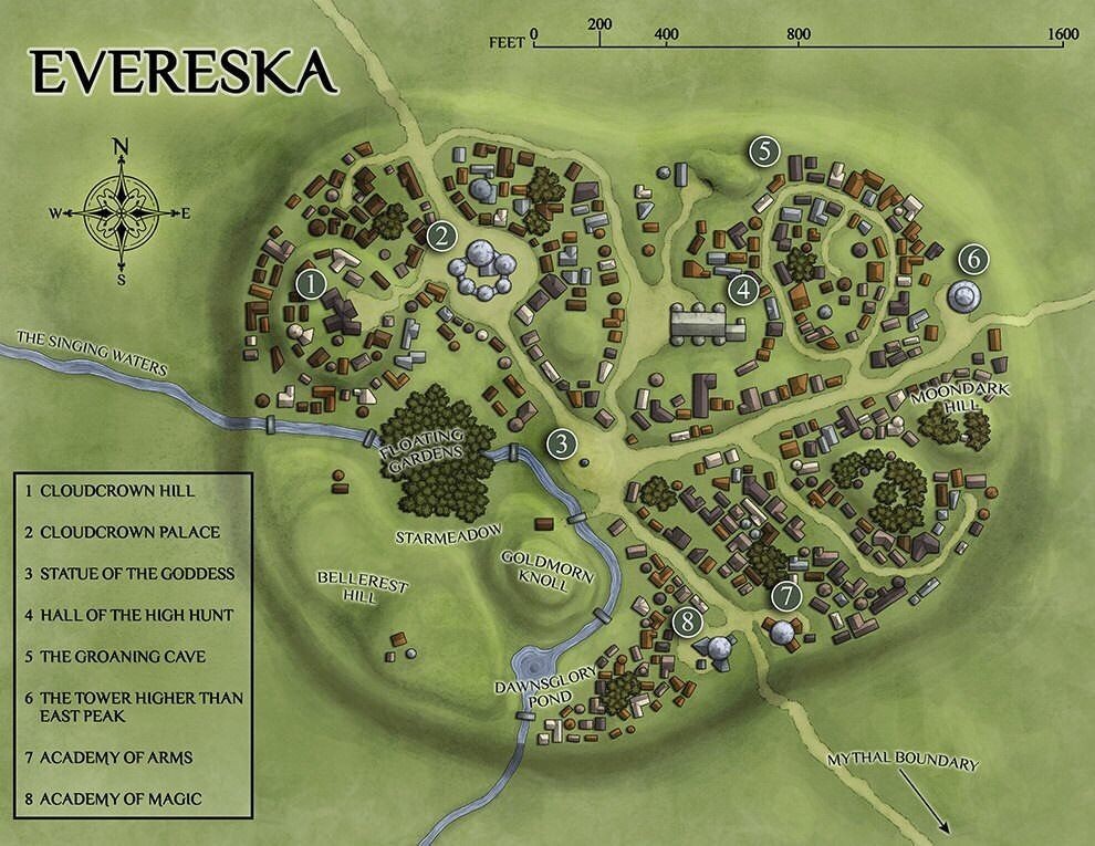 elven city map, carte de JDR fantasy (990×765 pixels) — battlemap pour Roll20 et Foundry VTT.