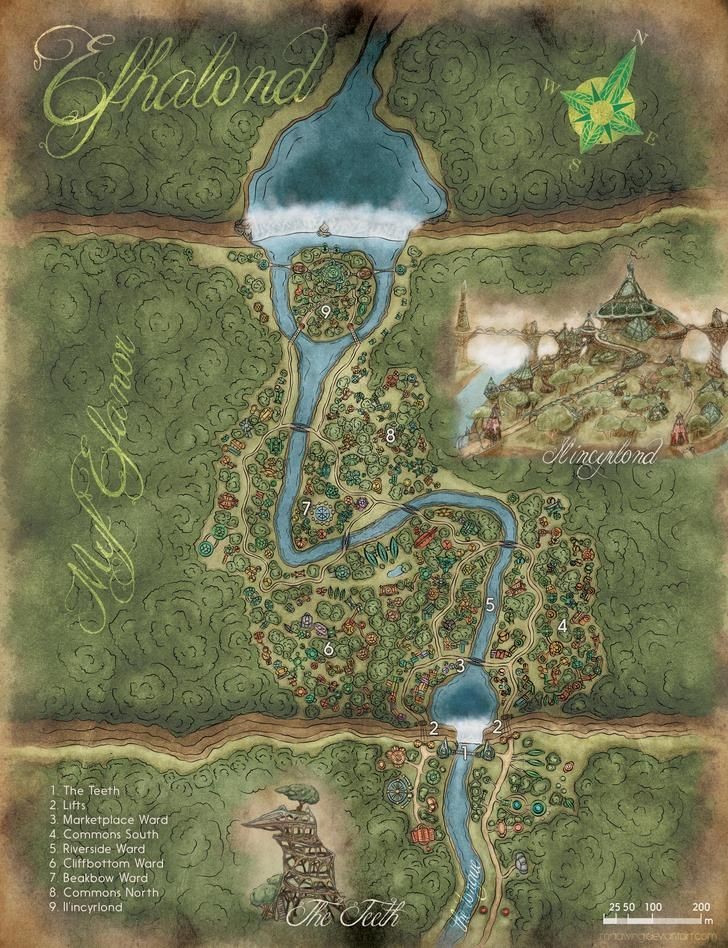 elven city map, carte de JDR fantasy (728×948 pixels) — battlemap pour Roll20 et Foundry VTT.