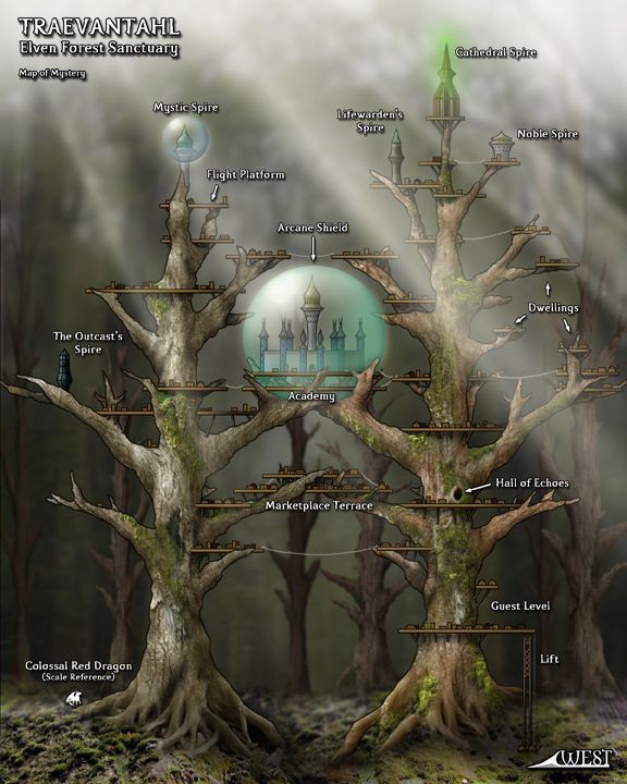 elven city map, carte de JDR fantasy (576×720 pixels) — battlemap pour Roll20 et Foundry VTT.