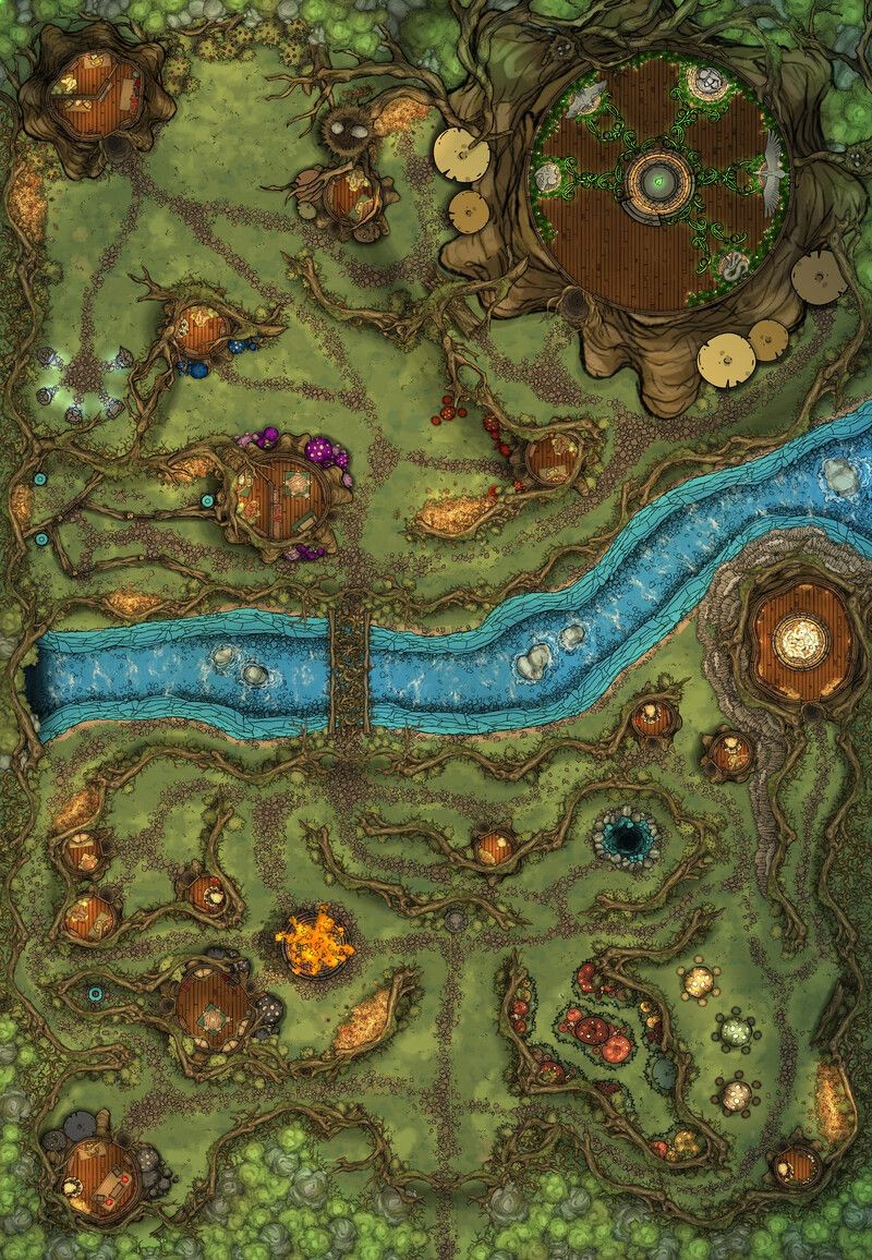 elven city map, carte de JDR fantasy (800×1156 pixels) — battlemap pour Roll20 et Foundry VTT.