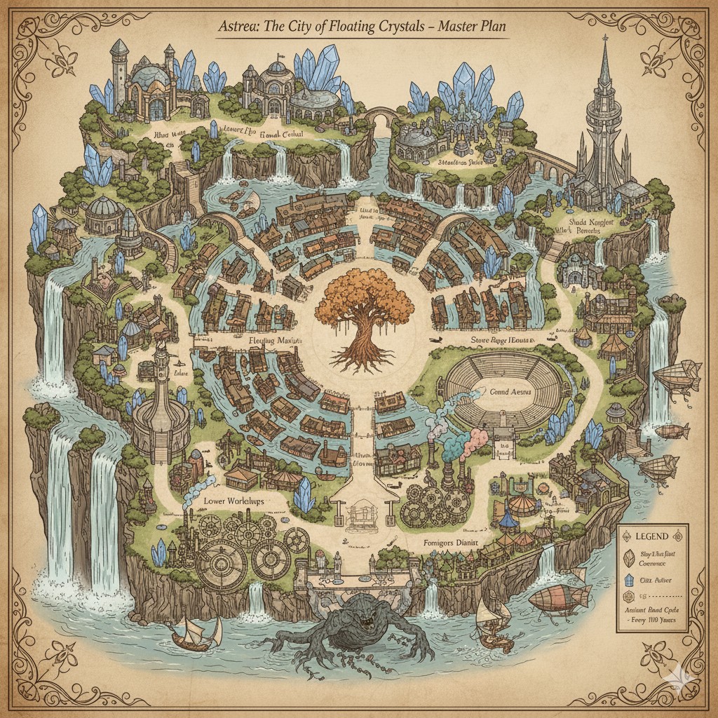elven city map, carte de JDR fantasy (1024×1024 pixels) — battlemap pour Roll20 et Foundry VTT.