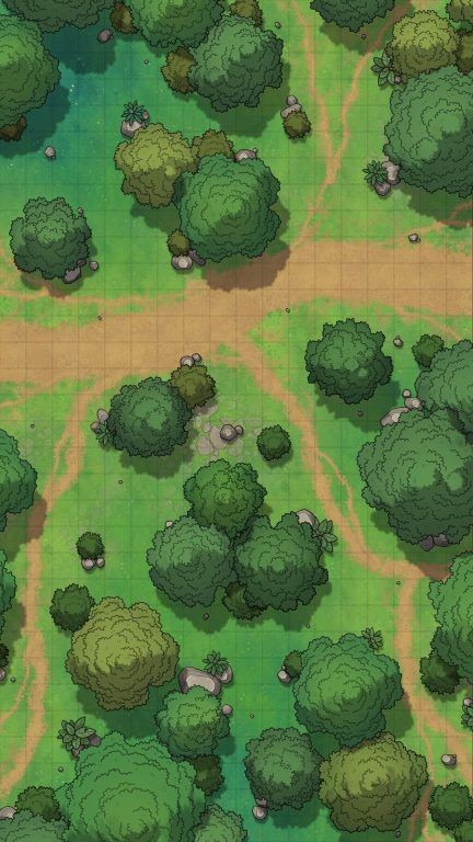 forest map dnd, carte de JDR fantasy (432×768 pixels) — battlemap pour Roll20 et Foundry VTT.