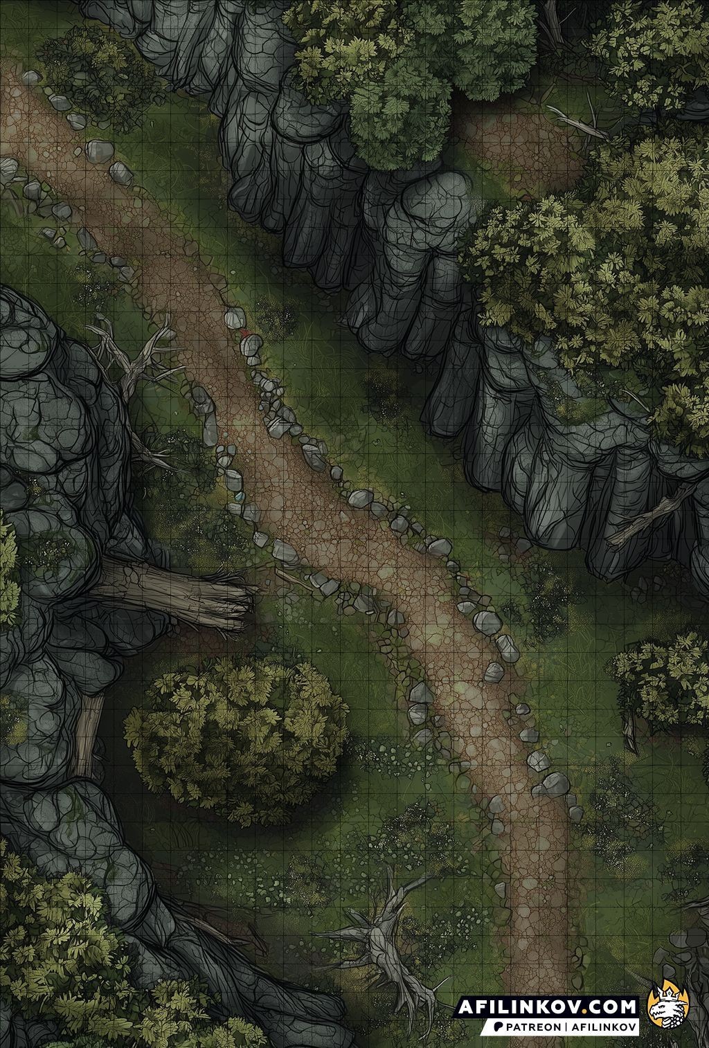forest map dnd, carte de JDR fantasy (1024×1514 pixels) — battlemap pour Roll20 et Foundry VTT.